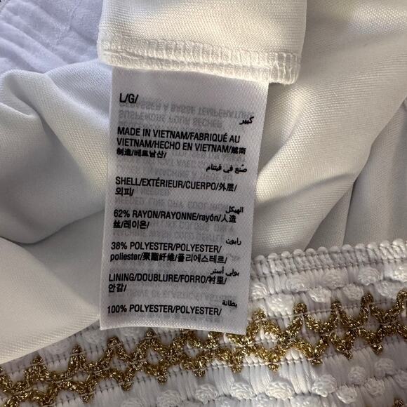 JM Collection Bright White Woven Skirt NEW Large Crinkle Gauzy Elastic Waist - Picture 8 of 10